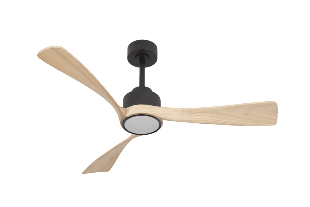 מאוורר LEVANTE תלוי DC 35W - גימור שחור - כנפיים עץ טבעי  קוטר   48 אינץ'