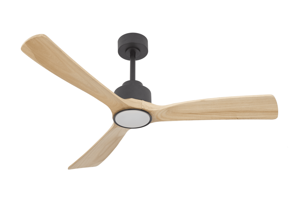 מאוורר SEVILIA  תלוי DC 35W - גימור שחור - כנפיים עץ טבעי  קוטר   48 אינץ'