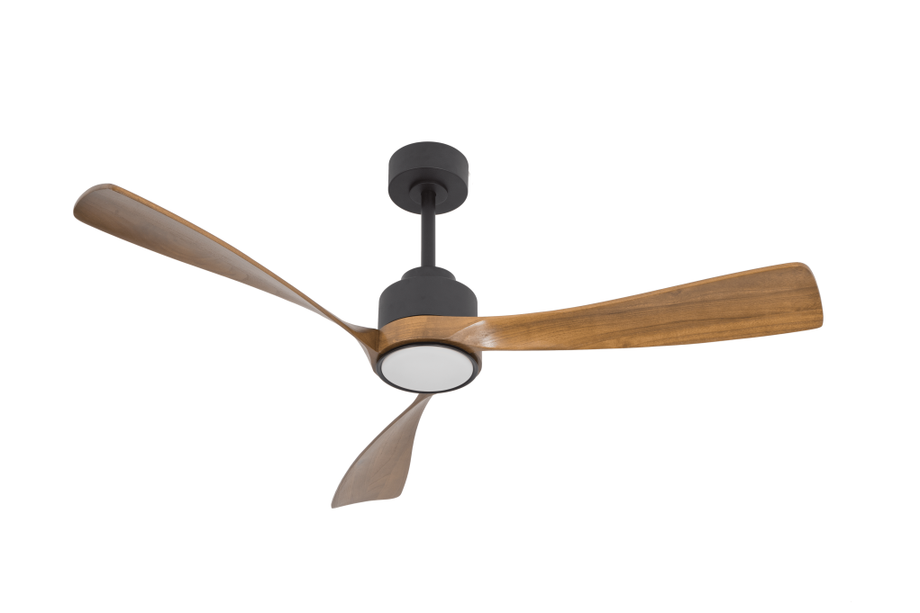 מאוורר LEVANTE תלוי DC 35W - גימור שחור - כנפיים עץ אגוז  קוטר   48 אינץ'