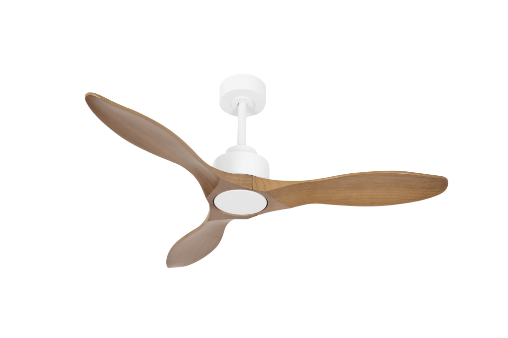 מאוורר PALMA תלוי DC 35W - גימור לבן - כנפיים עץ אגוז  קוטר   48 אינץ'