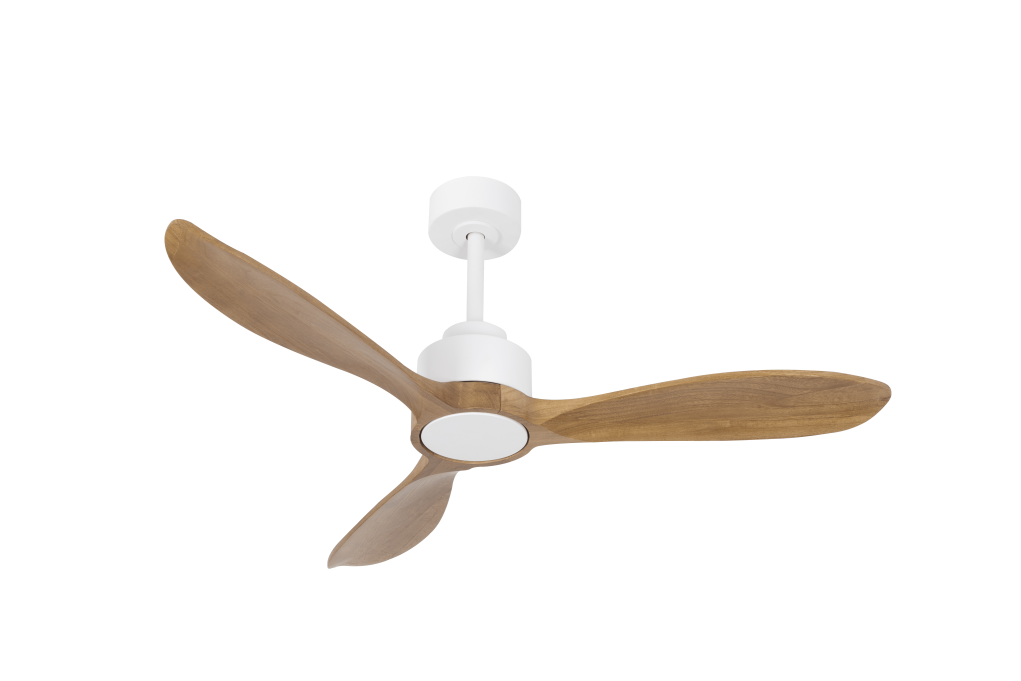 מאוורר VALENSIA תלוי DC 35W - גימור לבן - כנפיים עץ אגוז  קוטר   48 אינץ'