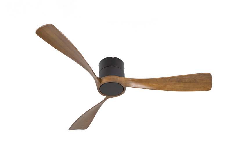 מאוורר LEVANTE צמוד תקרה DC 35W - גימור שחור - כנפיים עץ אגוז  קוטר   48 אינץ'