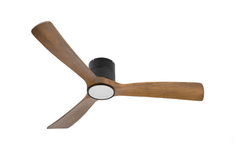 מאוורר SEVILIA צמוד תקרה DC 35W - גימור שחור - כנפיים עץ אגוז  קוטר   48 אינץ'