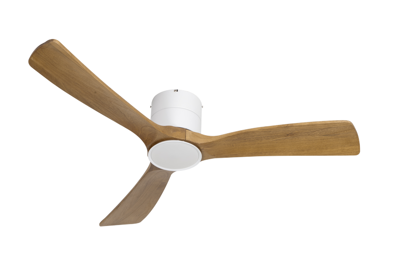 מאוורר SEVILIA  צמוד תקרה DC 35W - גימור לבן - כנפיים עץ אגוז  קוטר   48 אינץ'