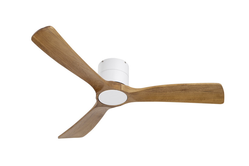 מאוורר SEVILIA  צמוד תקרה DC 35W - גימור לבן - כנפיים עץ אגוז  קוטר   48 אינץ'