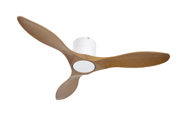 מאוורר PALMA צמוד תקרה DC 35W - גימור לבן - כנפיים עץ אגוז  קוטר   48 אינץ'