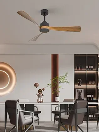 מאוורר LEVANTE תלוי DC 35W - גימור שחור - כנפיים עץ אגוז  קוטר   48 אינץ'