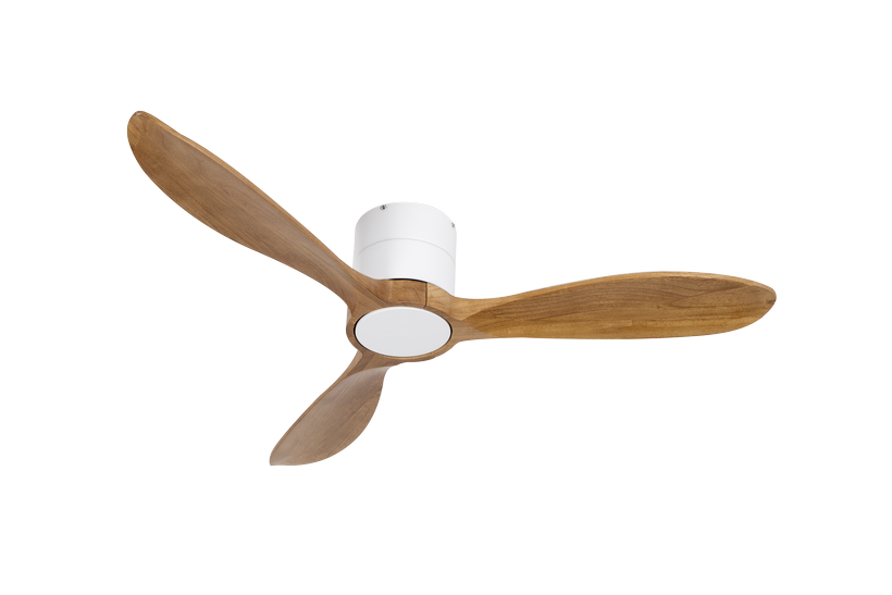 מאוורר VALENSIA צמוד תקרה DC 35W - גימור לבן - כנפיים עץ אגוז  קוטר   48 אינץ'