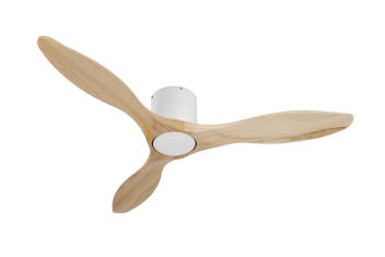 מאוורר צמוד תקרה DC 35W PALMA - גימור לבן - כנפיים עץ טבעי