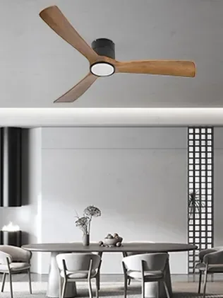 מאוורר SEVILIA צמוד תקרה DC 35W - גימור שחור - כנפיים עץ אגוז  קוטר   48 אינץ'