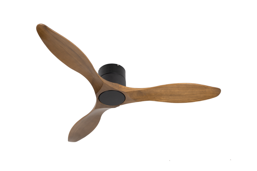 מאוורר PALMA צמוד תקרה DC 35W - גימור שחור - כנפיים עץ אגוז  קוטר   48 אינץ'