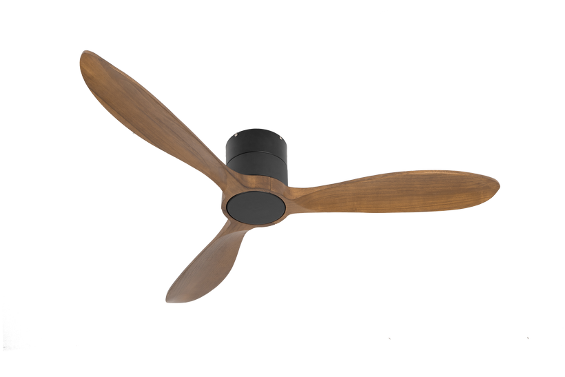מאוורר VALENSIA צמוד תקרה DC 35W - גימור שחור - כנפיים עץ אגוז  קוטר   48 אינץ'