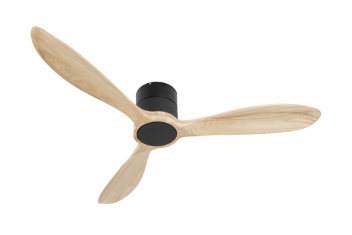מאוורר צמוד תקרה DC 35W VALENSIA - גימור שחור - כנפיים עץ טבעי