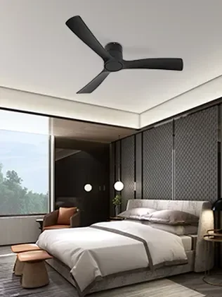 מאוורר SEVILIA  צמוד תקרה DC 35W - גימור שחור - כנפיים שחור קוטר   48 אינץ'