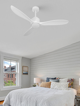 מאוורר VALENSIA תלוי DC 35W - גימור לבן - כנפיים לבן קוטר   48 אינץ'