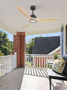 מאוורר VALENSIA תלוי DC 35W - גימור שחור - כנפיים עץ טבעי  קוטר   48 אינץ'